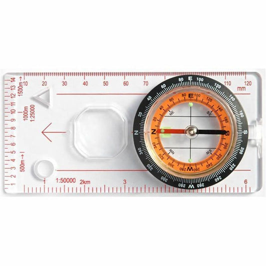 Portable Compass With Ruler Scale For Scout Hiking Camping Boating; Orienteering Map; Professional Magnifying Compass Doba