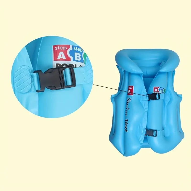 Swim Vest For Kids ; 4-12 Years Old Inflatable Swimming Floaties With Adjustable Safety Buckle & Dual Airbags For Boys Girls; Water Vest For Pool; Beach; Lake & Ocean Doba
