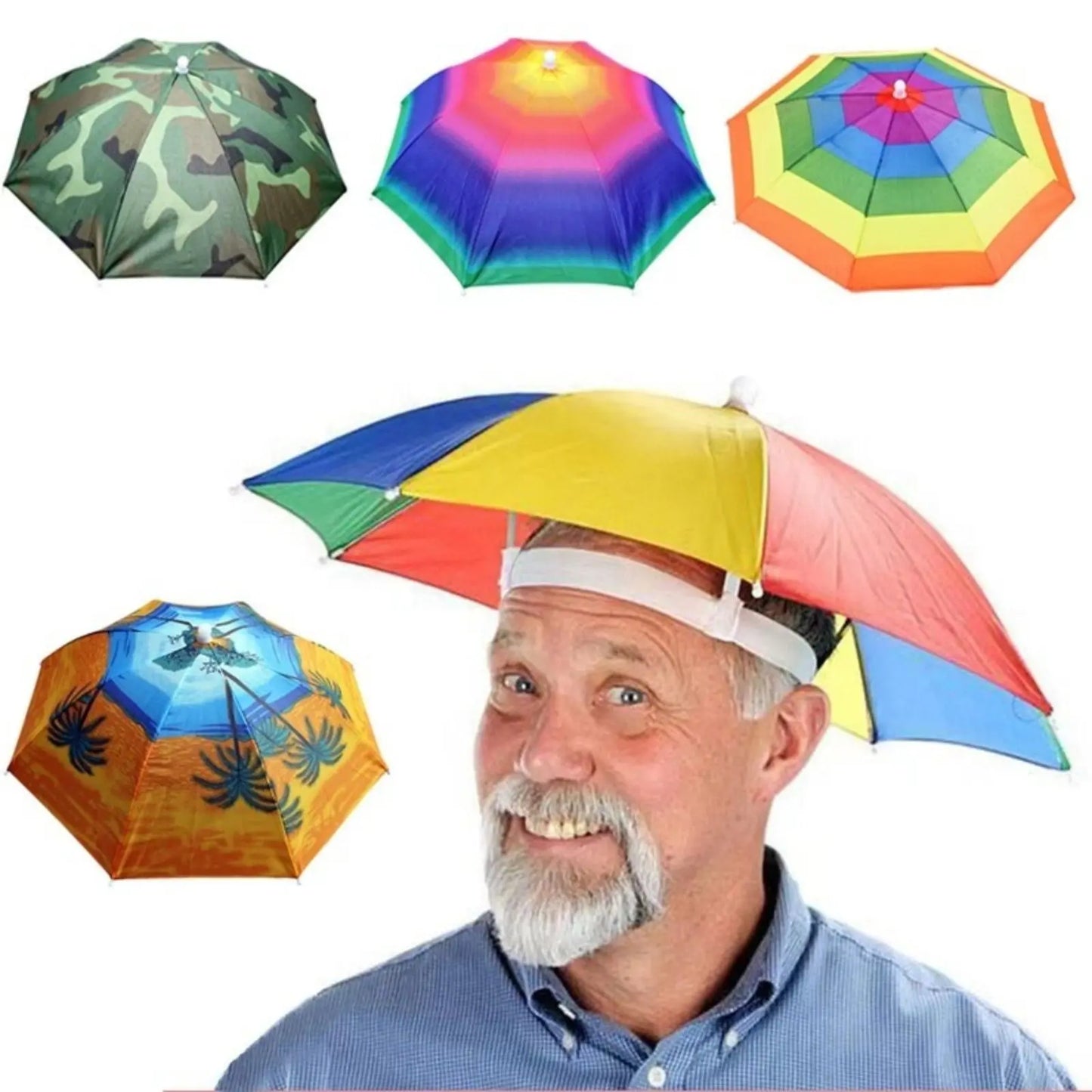 Portable Rain Hat Outdoor Folding Umbrella Fishing Sun Shade Anti-UV Camping Fishing Headwear Cap Beach Head Hat Accessory Doba