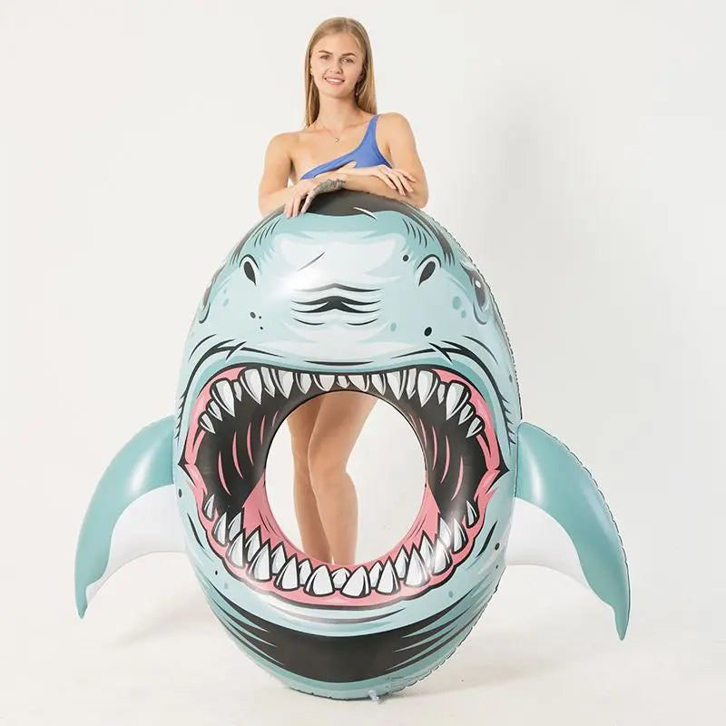 3D Buoyancy Ring For Swimming; Beach; Pool Party; Inflatable Shark Floating Ring For Adults Doba