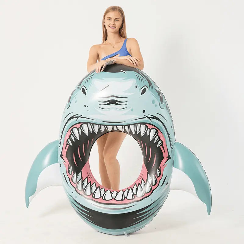 3D Buoyancy Ring For Swimming; Beach; Pool Party; Inflatable Shark Floating Ring For Adults Doba
