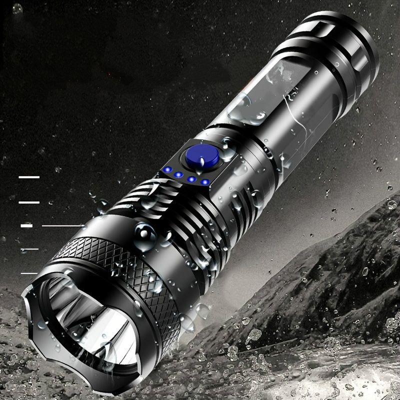 USB Chargeable Strong Light Handheld Flashlight; Plastic Material; Suitable For Camping Backpacking Hiking Doba