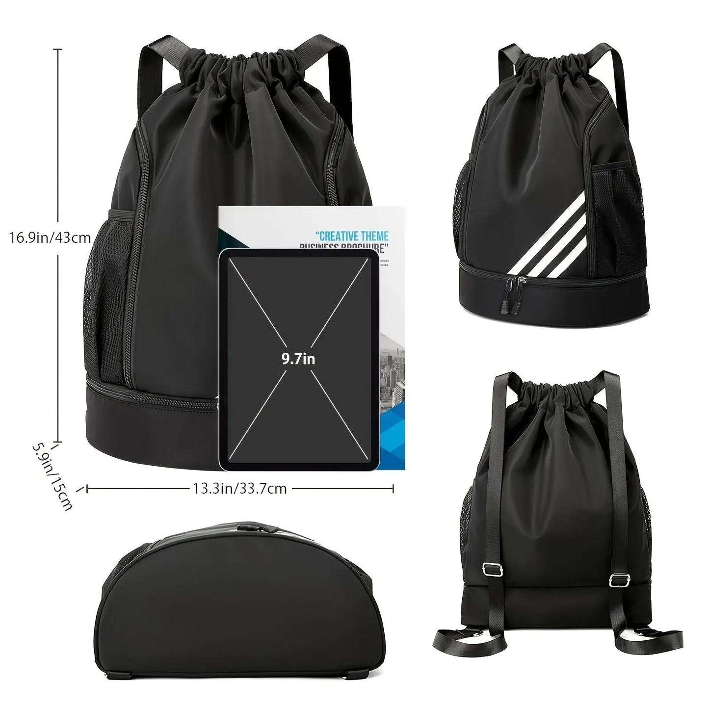 1pc Lightweight Outdoor Drawstring Backpack With Side Pocket For Gym Fitness Yoga Dancing And Travel Doba
