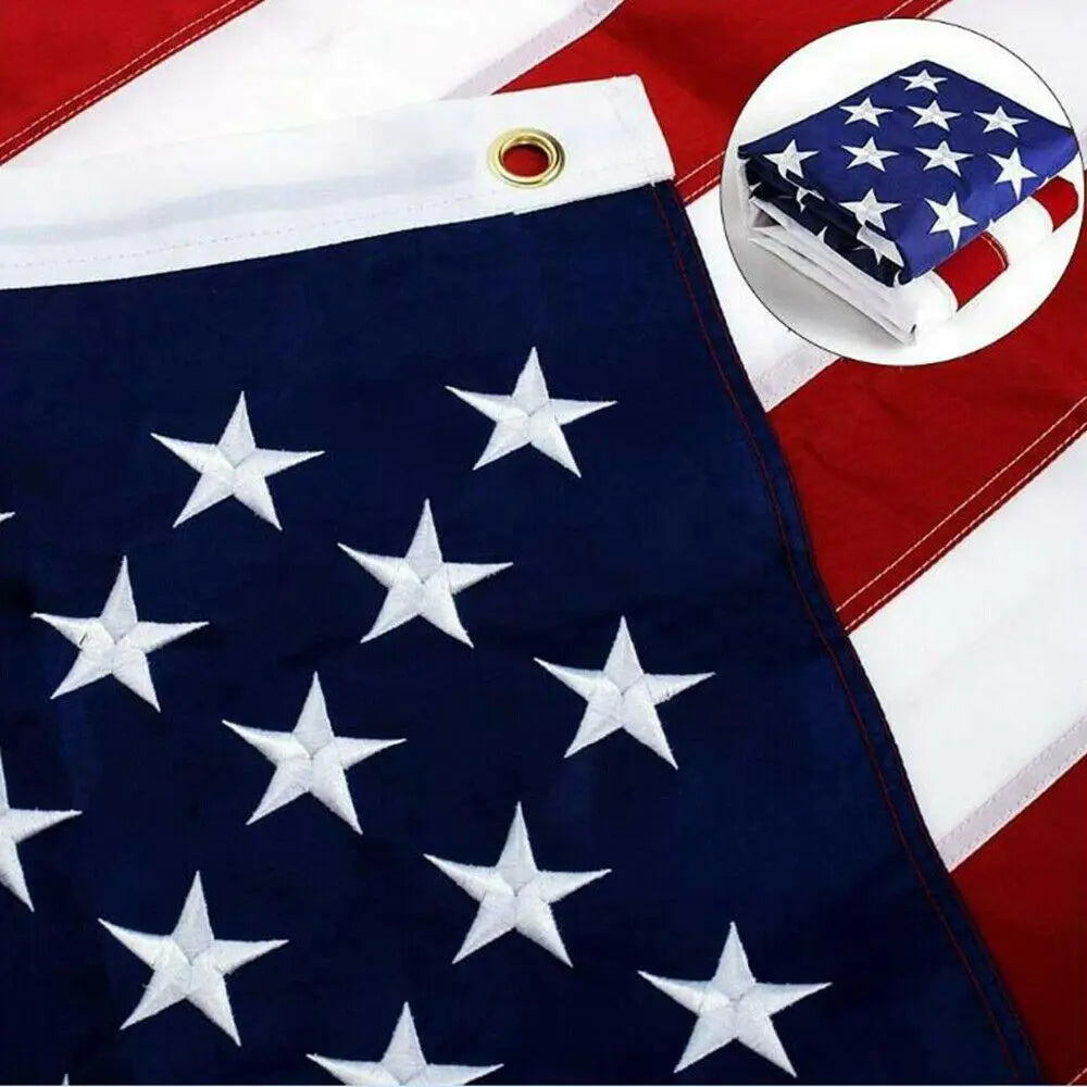 American Flag 10x15 ft 8x12 ft 6x10 ft 5x8 ft 4x6 ft 3x5 ft  2x3 ft Outdoor Heavy Duty Embroidered Stars USA Flag Sewn Stripes Fade Resistance Brass Grommets All Weather UV Active Doba