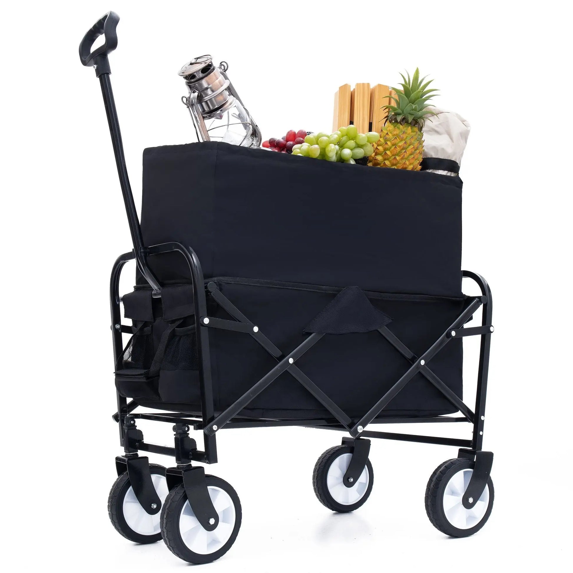 Collapsible Foldable Wagon Cart Beach Wagon Heavy Duty Utility Cart Utility Wagon Grocery Cart for for Camping Shopping Sports Gardeing Fishing Supports 225lbs ,All-Terrain Wheels black Doba