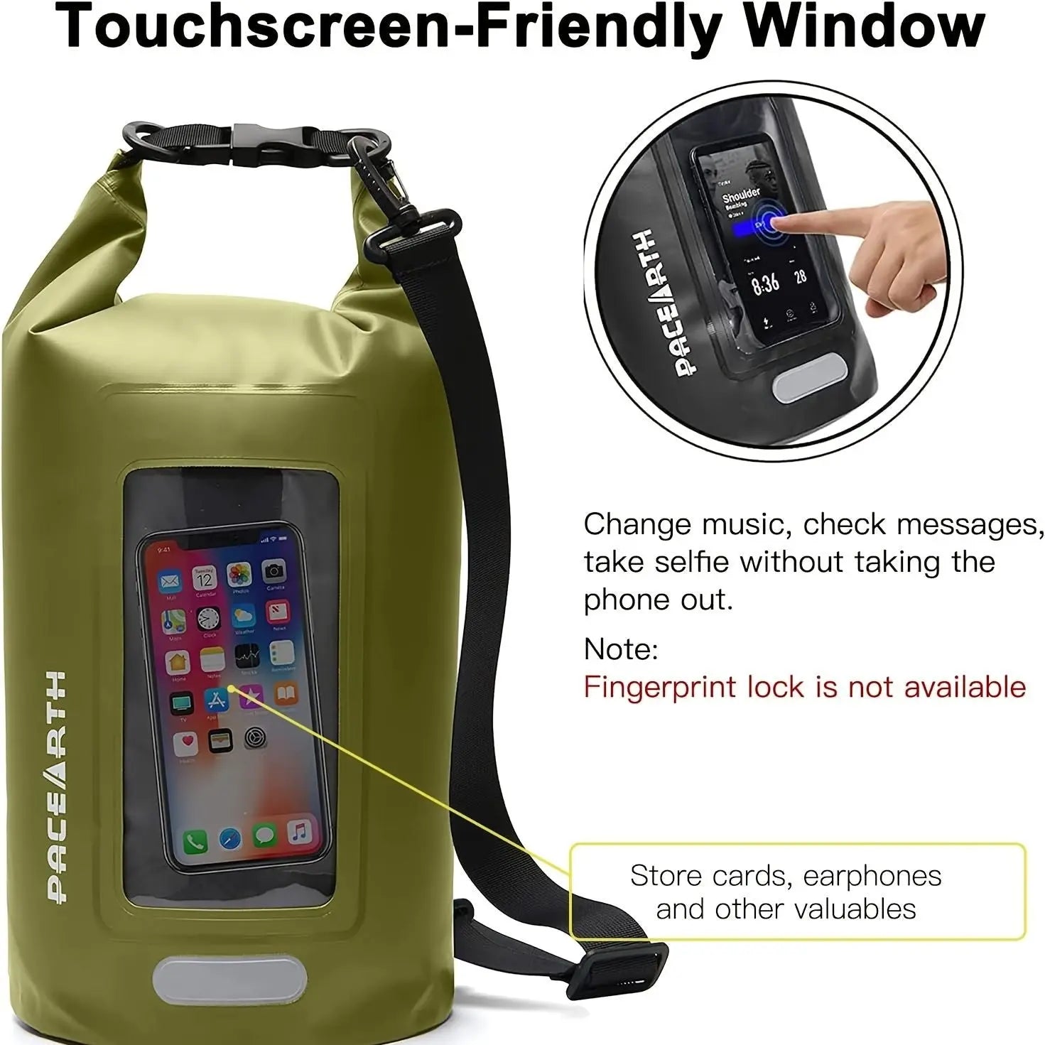 Waterproof Dry Bag 10L/20L/30L; Fishing Bag With Clear Phone Case; Roll Top Lightweight Floating Backpack Dry Sack; Keeps Gear Dry For Kayaking; Camping; Rafting; Boating; Excursion Doba