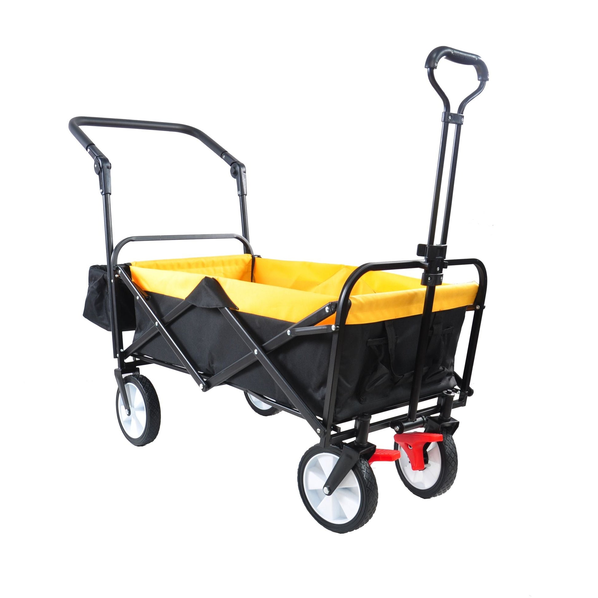 folding wagon Collapsible Outdoor Utility Wagon, Heavy Duty Folding Garden Portable Hand Cart, Drink Holder, Adjustable Handles Doba