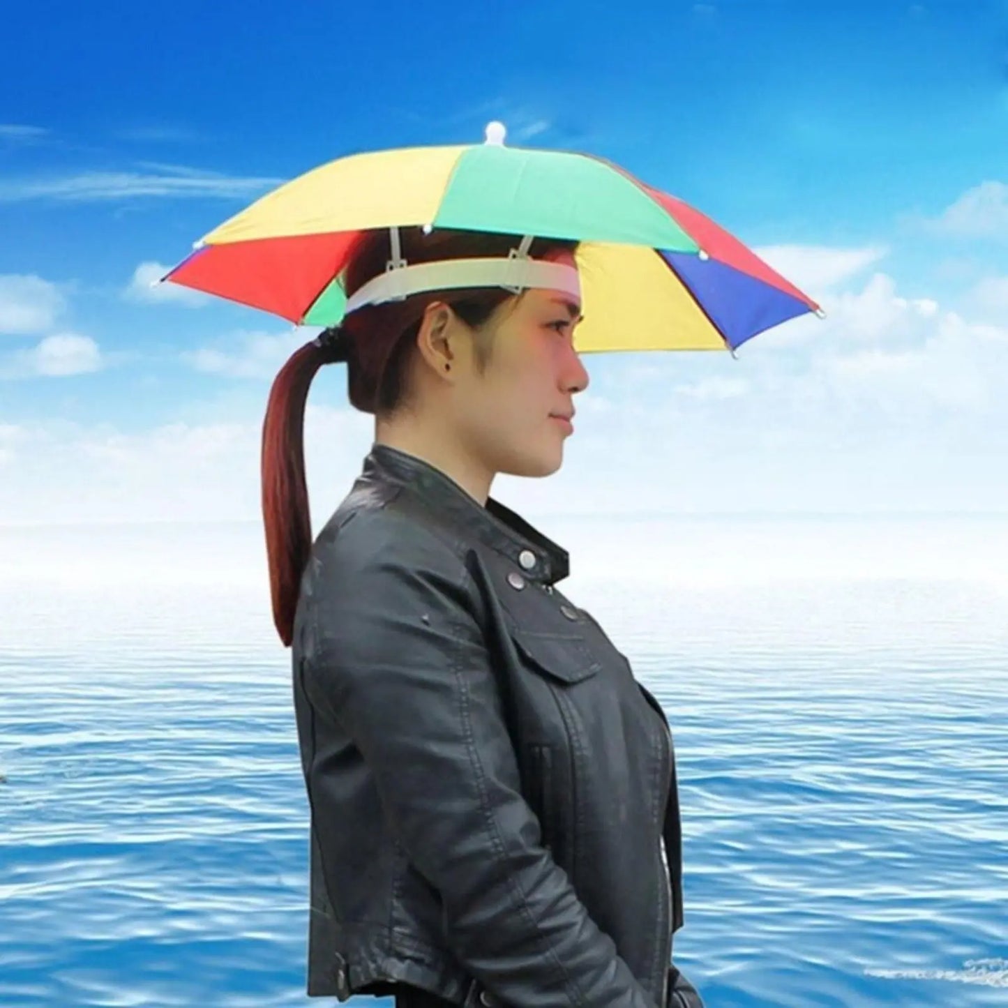 Portable Rain Hat Outdoor Folding Umbrella Fishing Sun Shade Anti-UV Camping Fishing Headwear Cap Beach Head Hat Accessory Doba
