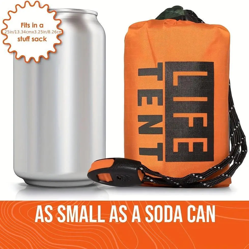 Life Tent Emergency Survival Shelter; 2 Person Emergency Tent; Emergency Shelter; Tube Tent; Survival Tarp - Includes Survival Whistle - Waterproof Thermal Blanket Tarp Tent For Camping; Hiking Doba