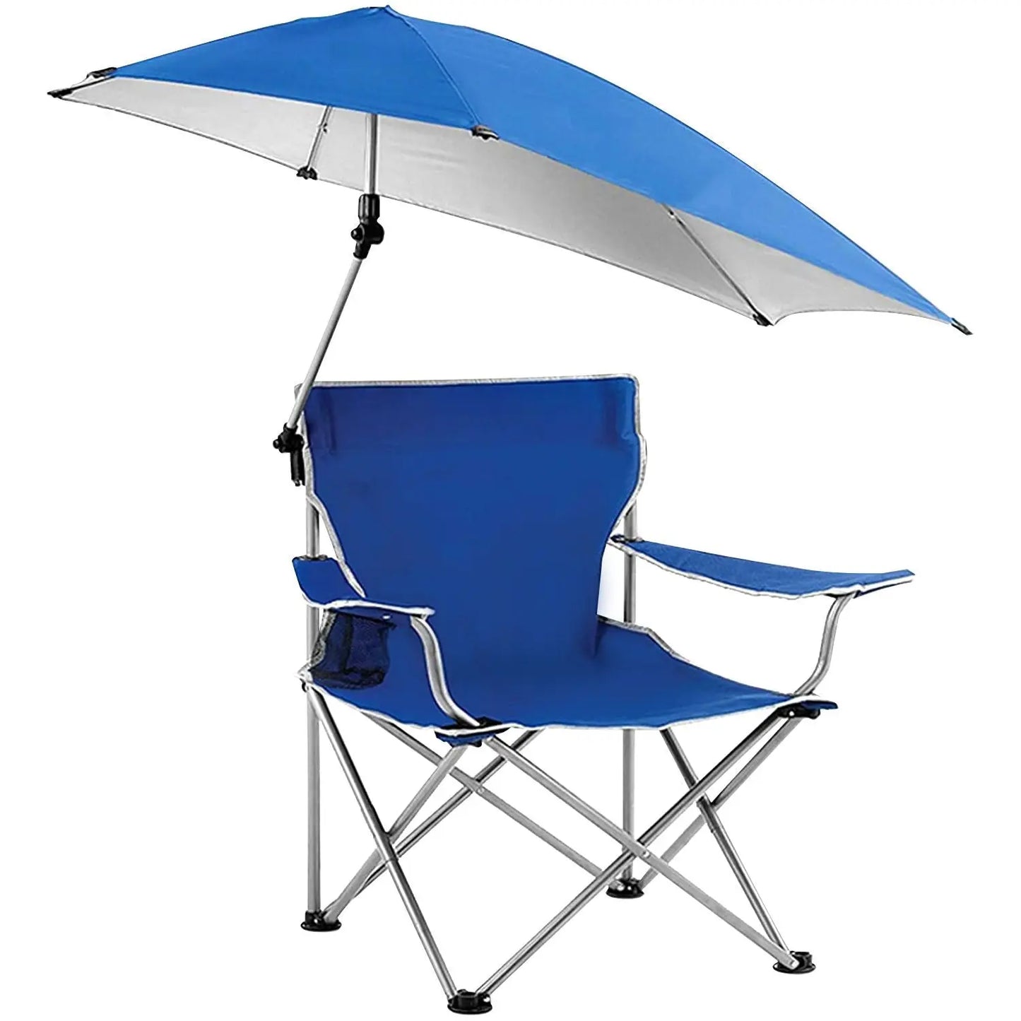 Foldable Beach Chair with Detachable Umbrella Armrest Adjustable Canopy Stool with Cup Holder Carry Bag for Camping Poolside Travel Picnic Lawn Chair Doba