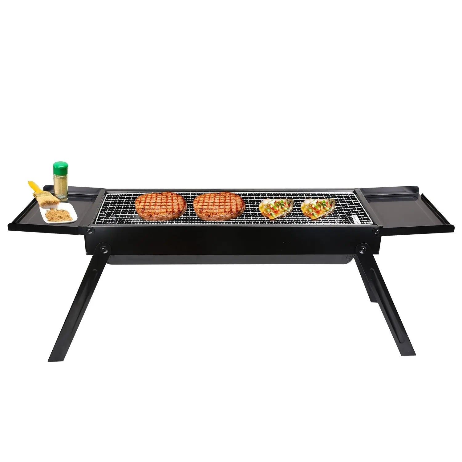 Foldable Charcoal BBQ Grill with Shelf Stainless Steel Grill Net Easy Setup Portable Tabletop Barbecue Grill for Camping Picnic Outdoor Party Backyard Doba