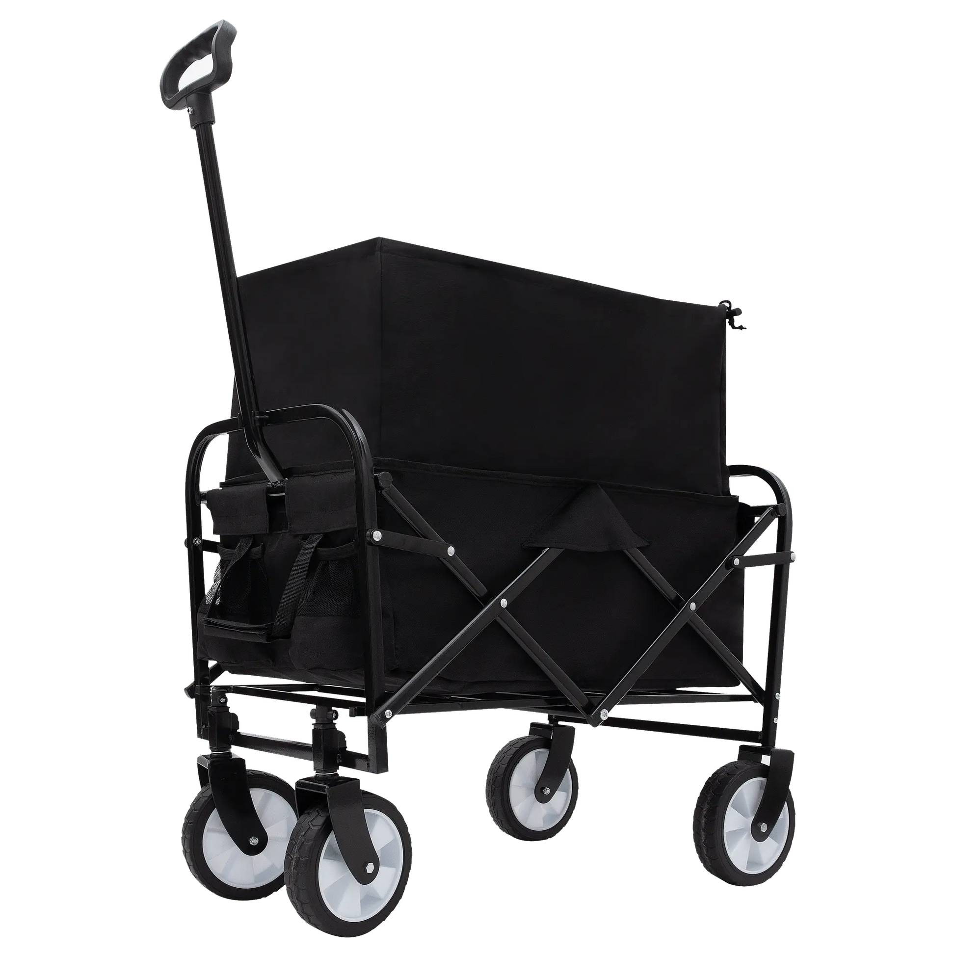 Collapsible Foldable Wagon Cart Beach Wagon Heavy Duty Utility Cart Utility Wagon Grocery Cart for for Camping Shopping Sports Gardeing Fishing Supports 225lbs ,All-Terrain Wheels black Doba