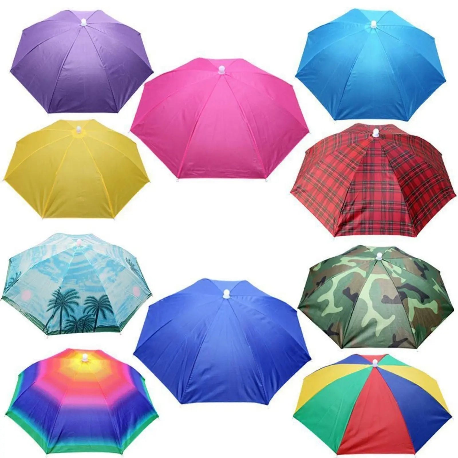 Portable Rain Hat Outdoor Folding Umbrella Fishing Sun Shade Anti-UV Camping Fishing Headwear Cap Beach Head Hat Accessory Doba