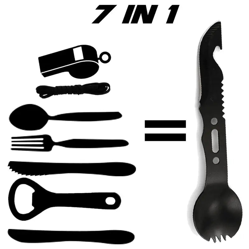 Camping Tableware Outdoor Stainless Steel Knife Fork Spoon Portable Multi-function Picnic Cutlery Outdoor Camping Equipment Doba