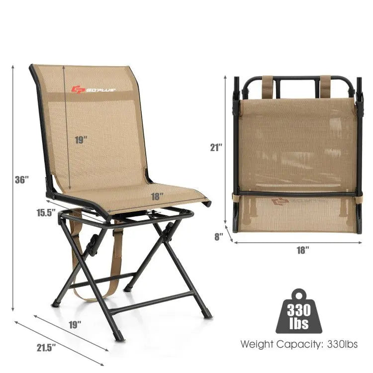 All weather Outdoor Foldable 360 Degree Swivel Chair with Iron Frame Doba