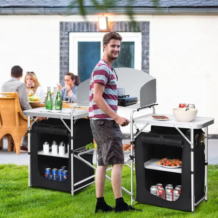 Folding Camping Table with Storage Organizer Doba