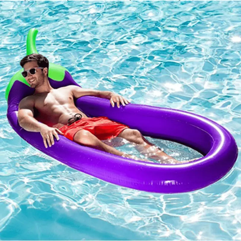 Inflatable Eggplant Swimming Ring; Portable Thickened Folding Float For Kids And Adults Pool Beach Sea Summer Doba