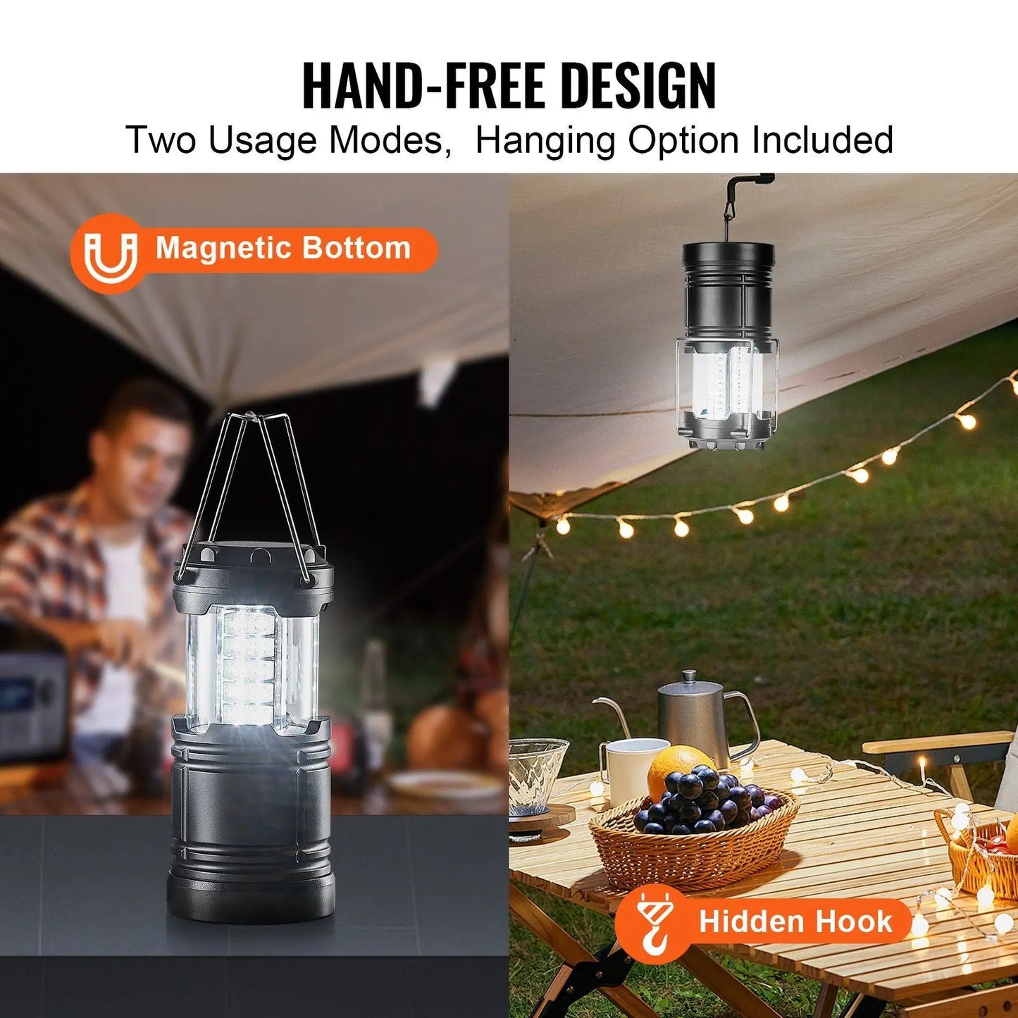 VEVOR LED Camping Lanterns Collapsible Battery Powered Camping Lights Set of 4 Doba