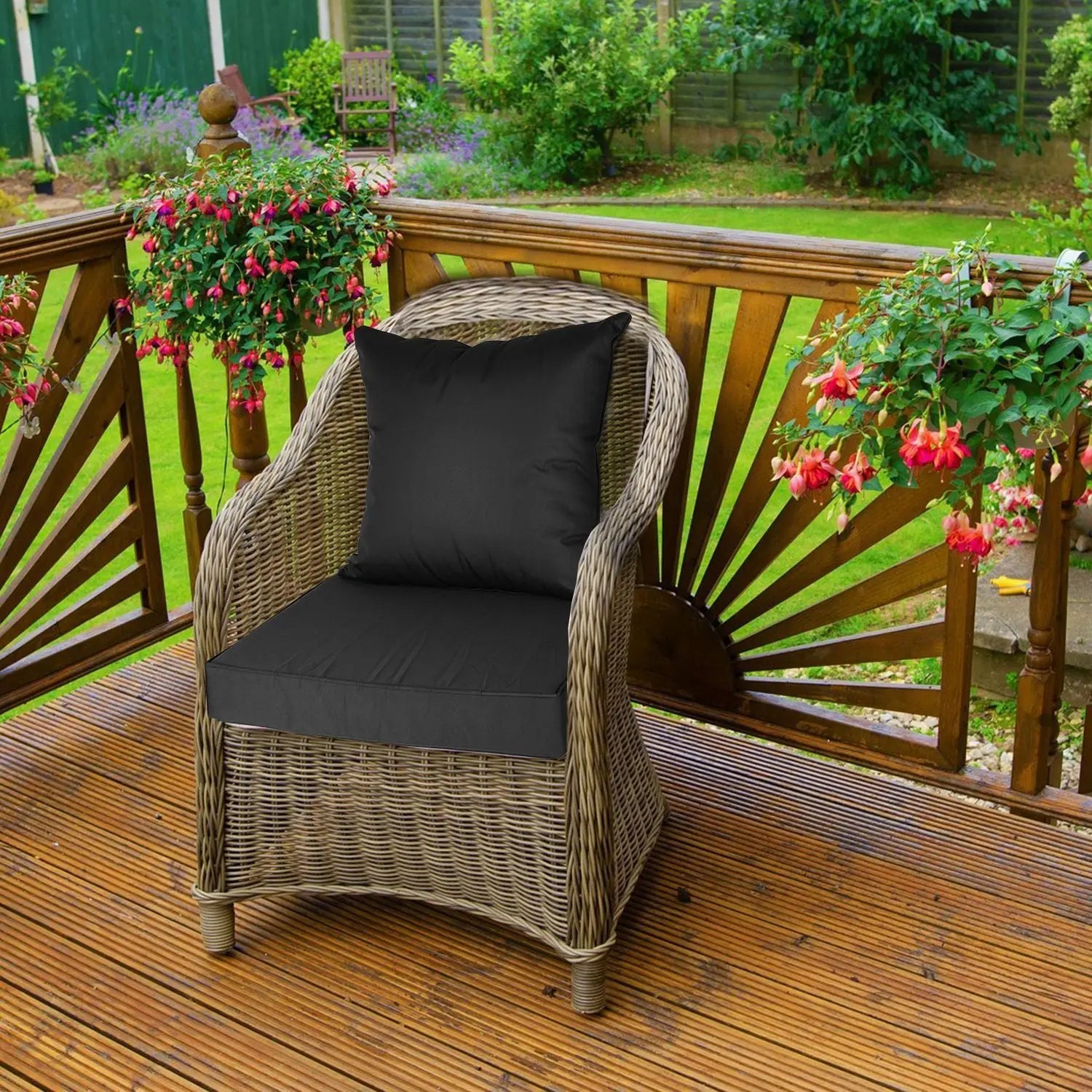 Outdoor Seat Cushion Set Waterproof Patio Furniture Cushion and Back Pillow Fade Resistant Deep Seat Set Chair Pad with Removable Cover for Chair Sofa Couch Doba