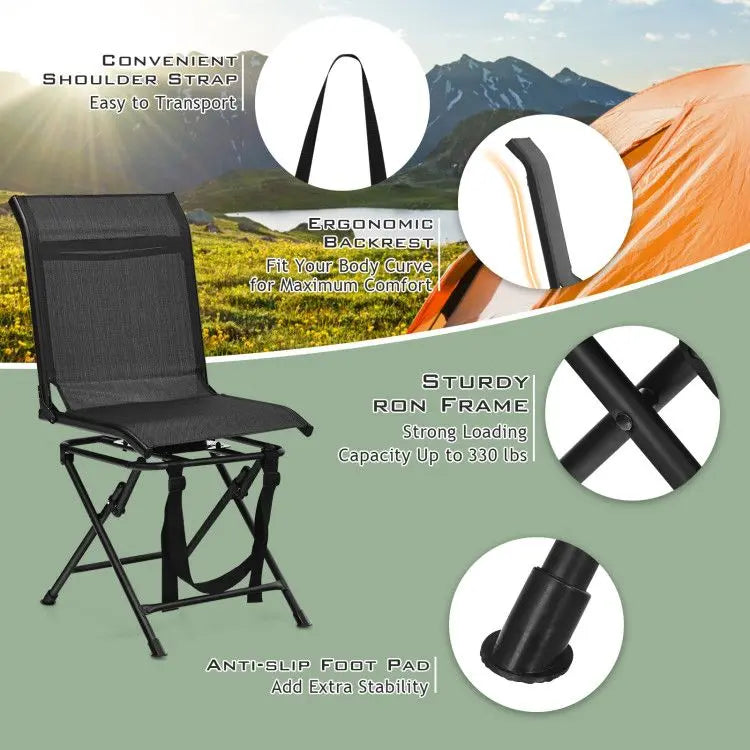 All weather Outdoor Foldable 360 Degree Swivel Chair with Iron Frame Doba