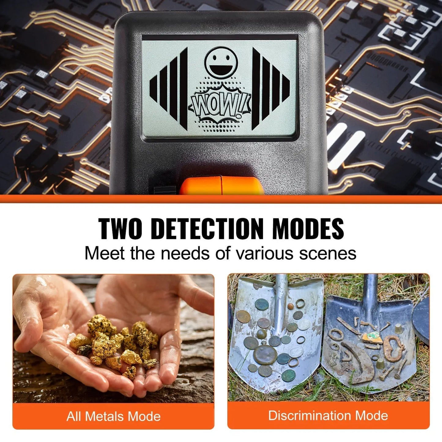 VEVOR Metal Detector for Kids, 6 Inch, 25''-37'' Adjustable Gold Detector, IP68 Waterproof Search Coil with LCD Display Advanced DSP Chip, Lightweight for Junior & Youth Detecting Gold Coin Treasure Doba