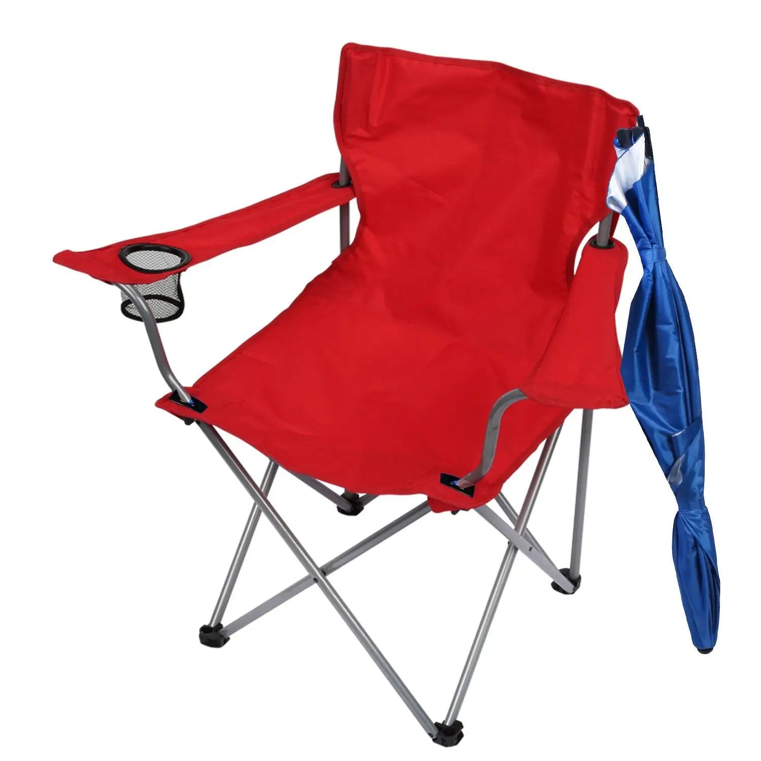 Foldable Beach Chair with Detachable Umbrella Armrest Adjustable Canopy Stool with Cup Holder Carry Bag for Camping Poolside Travel Picnic Lawn Chair Doba