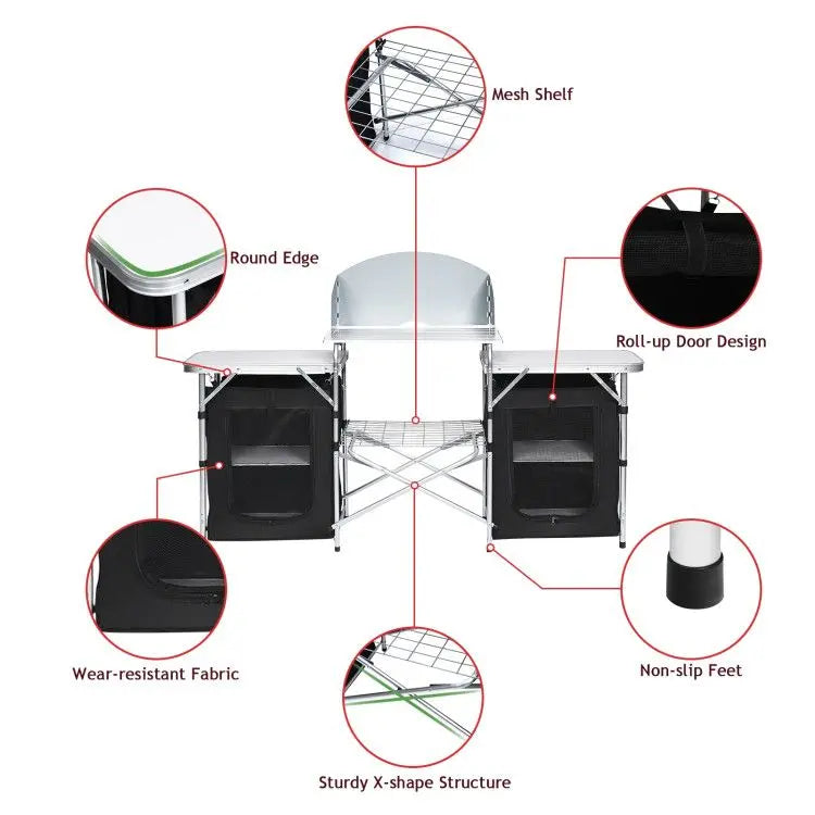Folding Camping Table with Storage Organizer Doba