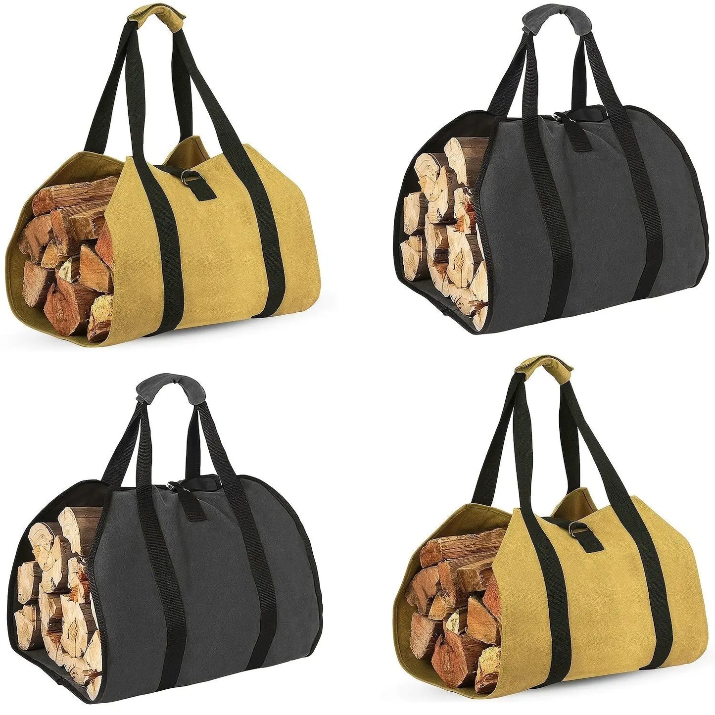 Outdoor Canvas Firewood Storage Bag Logging Tote Bag Doba