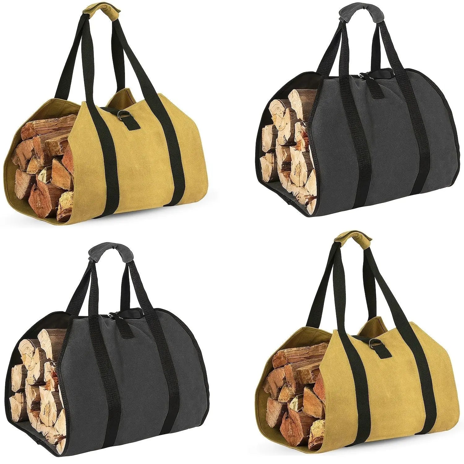 Outdoor Canvas Firewood Storage Bag Logging Tote Bag Doba