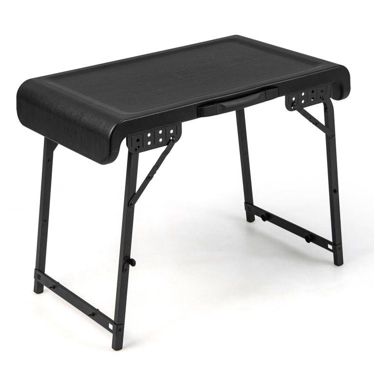 3 Pieces Folding Camping Table Stool Set with 2 Retractable LED Stools Doba