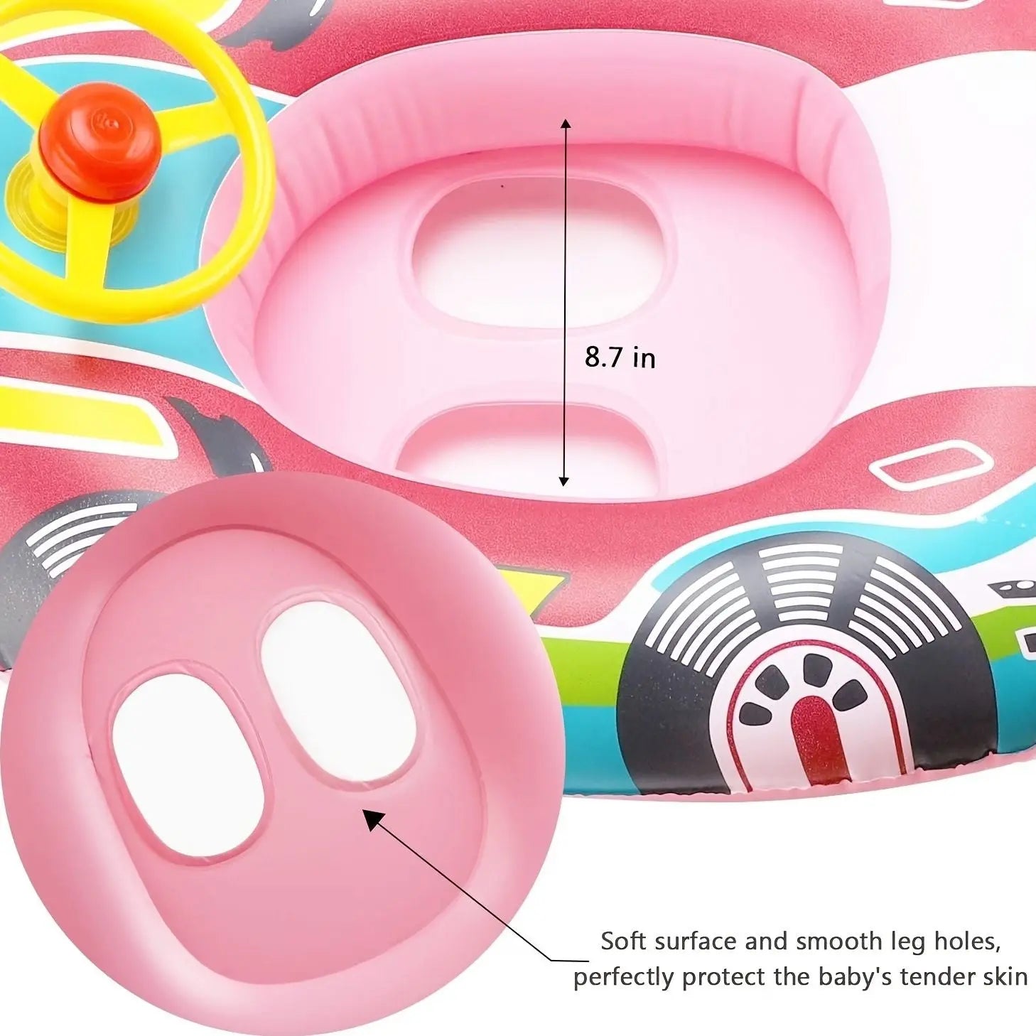 1pc Inflatable Pool Float Seat Boat With Handle; Swimming Ring Toy For Summer Baby Kid Child Toddler Doba