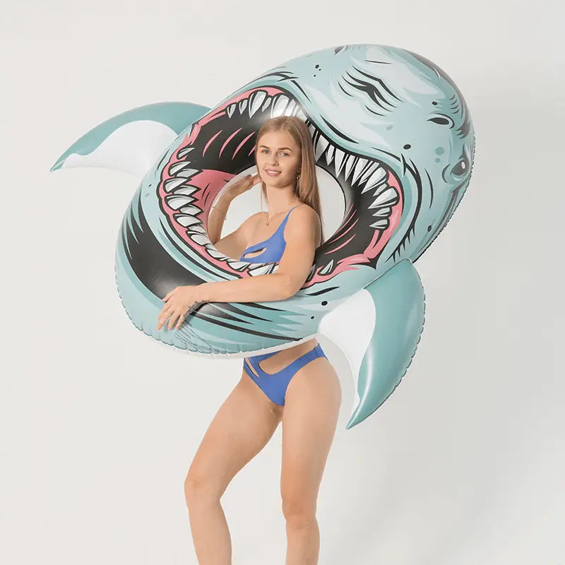 3D Buoyancy Ring For Swimming; Beach; Pool Party; Inflatable Shark Floating Ring For Adults Doba