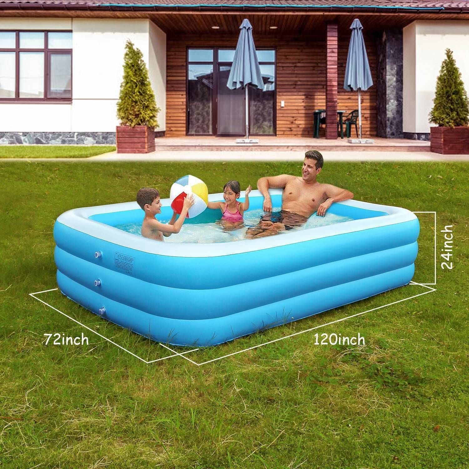 Inflatable Swimming Pools Family Swim Play Center Pool Blow up Kiddie Pool for Family Inflatable Lounge Pool for Kids Baby Adult Inflatable Water Ball Pool Doba
