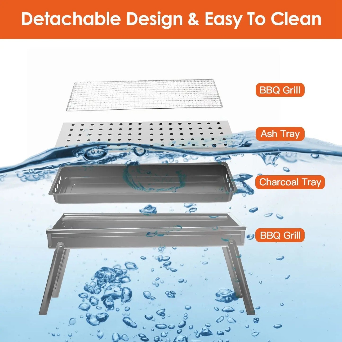 Foldable Charcoal BBQ Grill with Shelf Stainless Steel Grill Net Easy Setup Portable Tabletop Barbecue Grill for Camping Picnic Outdoor Party Backyard Doba