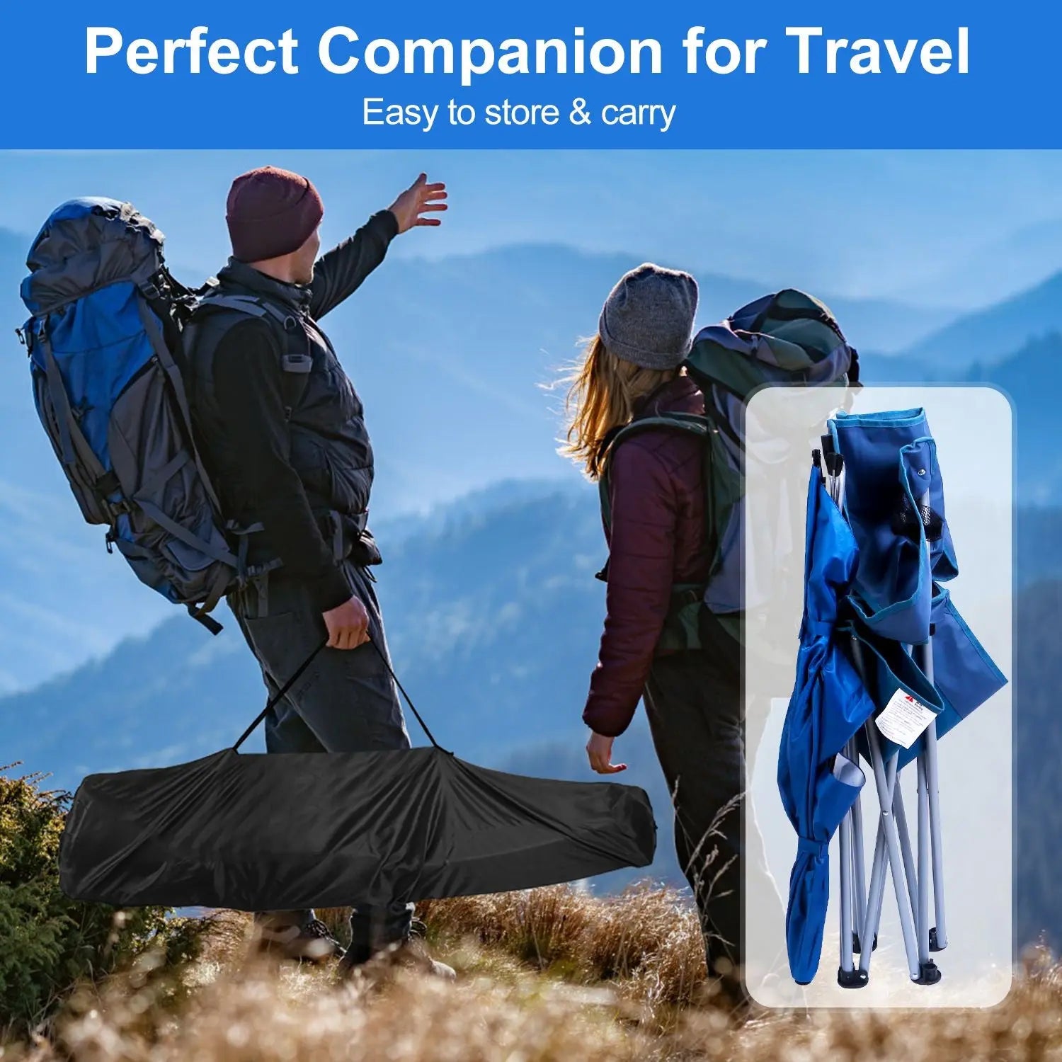 Foldable Beach Chair with Detachable Umbrella Armrest Adjustable Canopy Stool with Cup Holder Carry Bag for Camping Poolside Travel Picnic Lawn Chair Doba