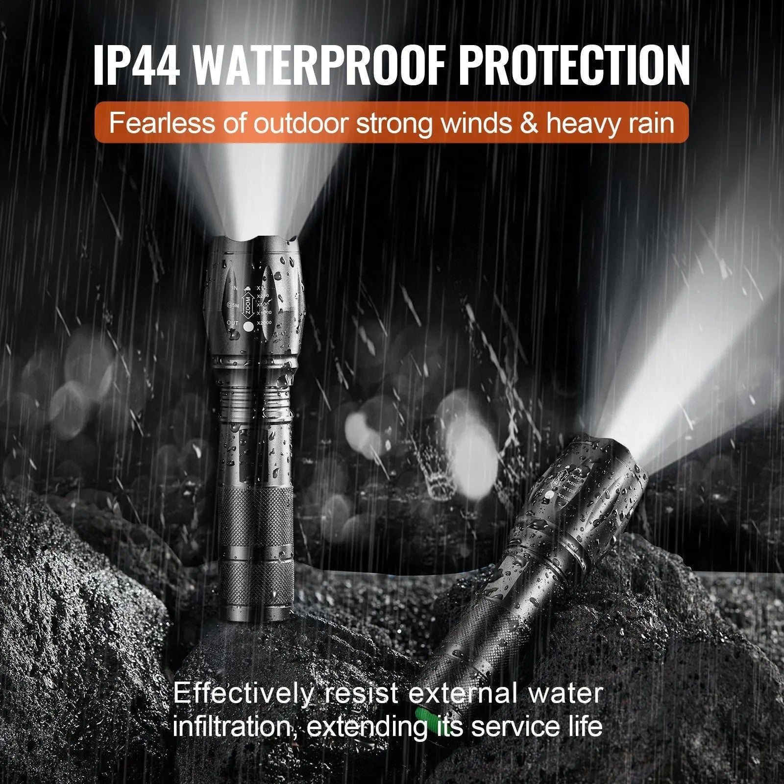 VEVOR 2 Pack Flashlights 3000 High Lumens 5 Modes Adjustable Focus Flashlight Doba