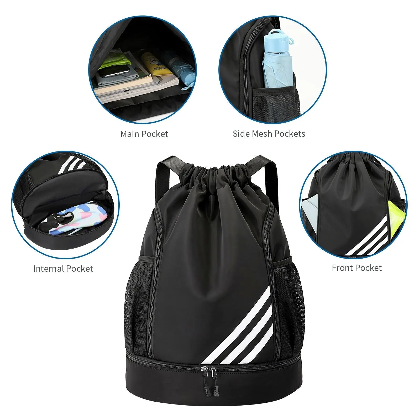 1pc Lightweight Outdoor Drawstring Backpack With Side Pocket For Gym Fitness Yoga Dancing And Travel Doba