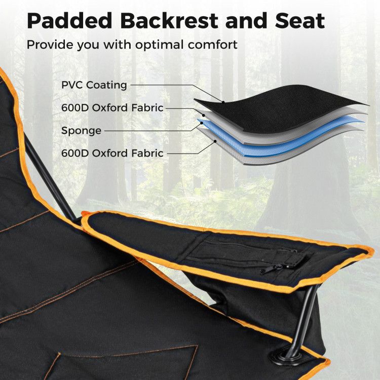 Folding Camping Chair with Footrest Camping Lounge Chair with Carry Bag Doba