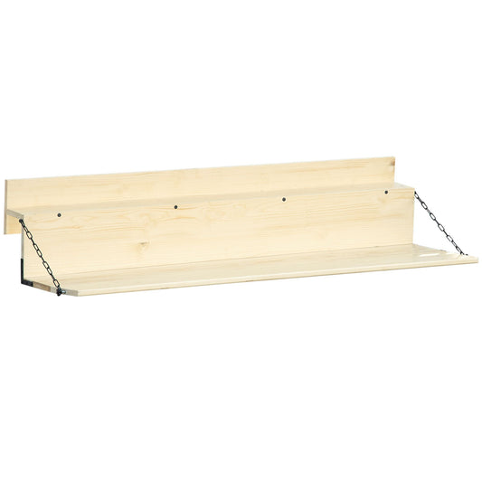 Hanging Balcony Table, Spruce Wood Foldable Railing Bar, Serving Table & Desk, Fits up to 3.9 Inches, Natural Doba