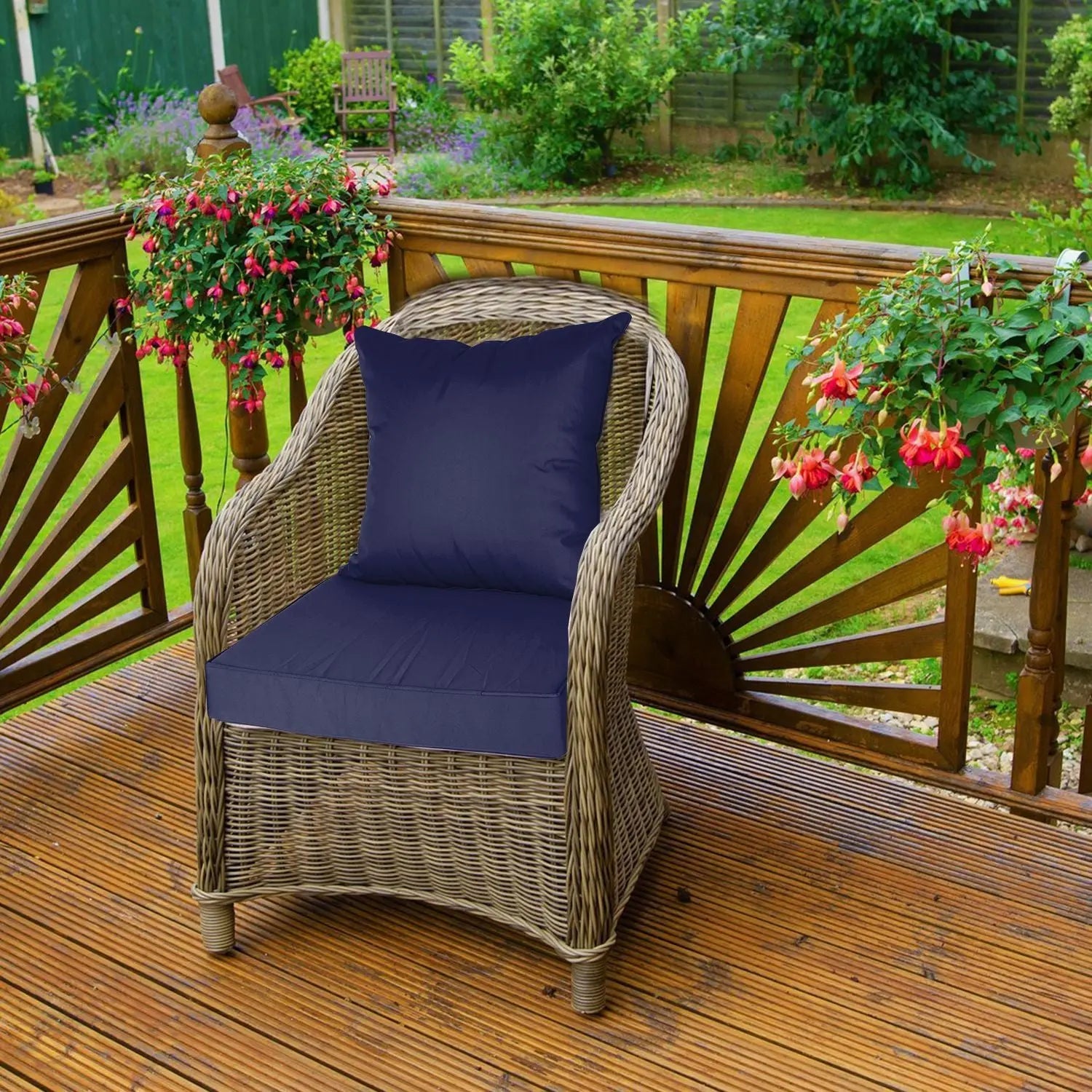 Outdoor Seat Cushion Set Waterproof Patio Furniture Cushion and Back Pillow Fade Resistant Deep Seat Set Chair Pad with Removable Cover for Chair Sofa Couch Doba