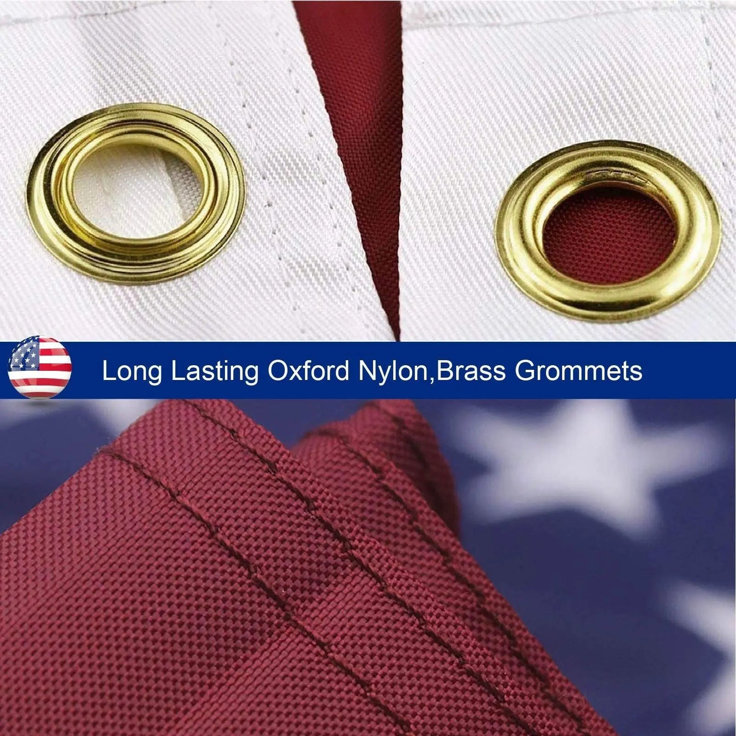 American Flag 10x15 ft 8x12 ft 6x10 ft 5x8 ft 4x6 ft 3x5 ft  2x3 ft Outdoor Heavy Duty Embroidered Stars USA Flag Sewn Stripes Fade Resistance Brass Grommets All Weather UV Active Doba