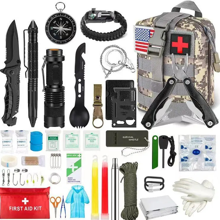 Outdoor SOS Emergency Survival Kit Multifunctional Survival Tool Tactical Civil Air Defense Combat Readiness Emergency Kit Doba
