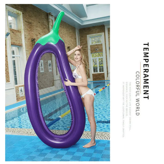 Inflatable Eggplant Swimming Ring; Portable Thickened Folding Float For Kids And Adults Pool Beach Sea Summer Doba