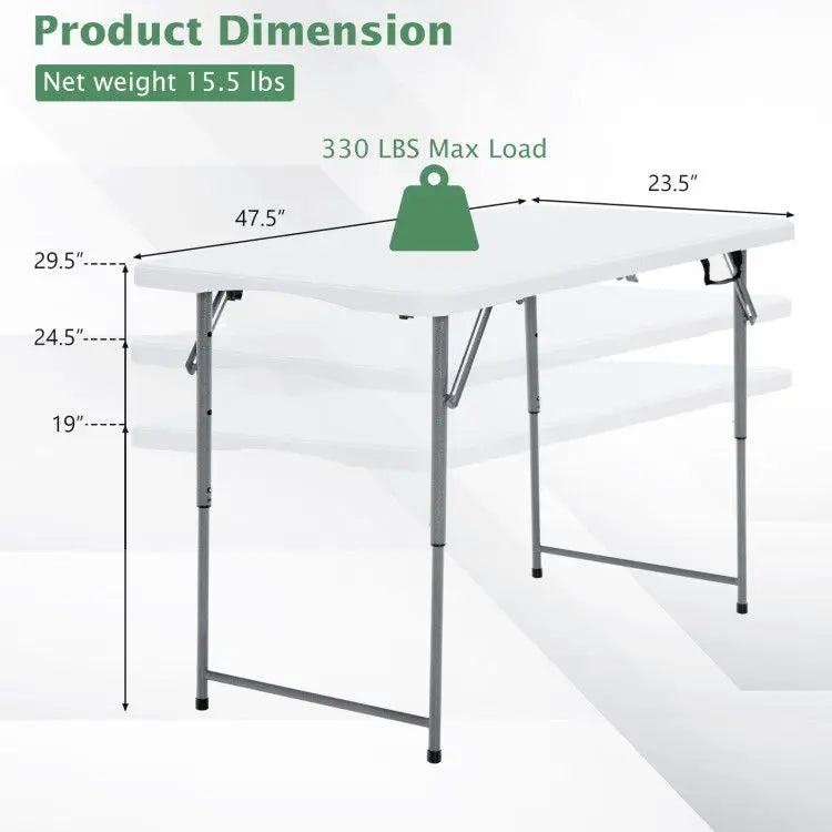 3-Level Height Adjustable Folding Table Doba