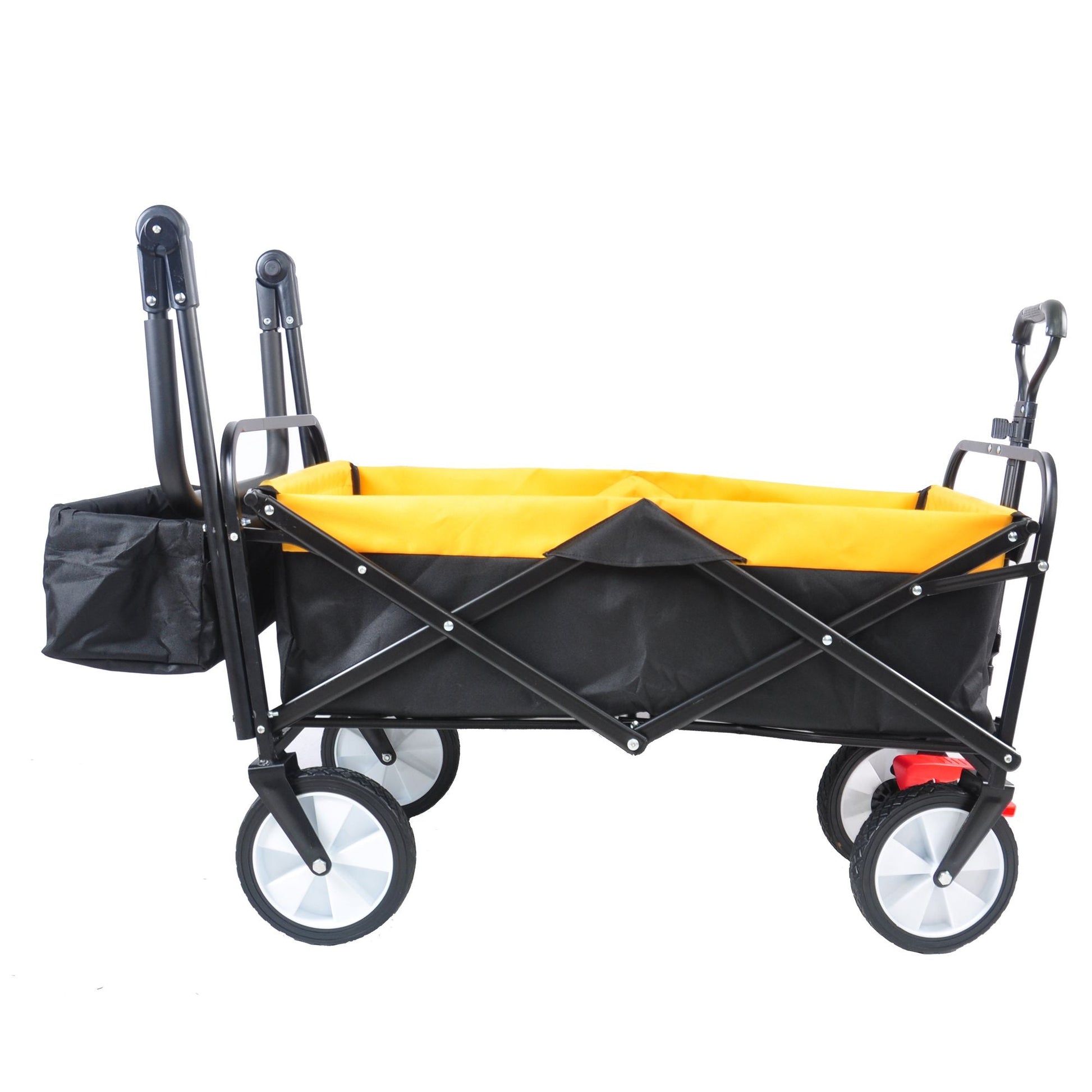 folding wagon Collapsible Outdoor Utility Wagon, Heavy Duty Folding Garden Portable Hand Cart, Drink Holder, Adjustable Handles Doba