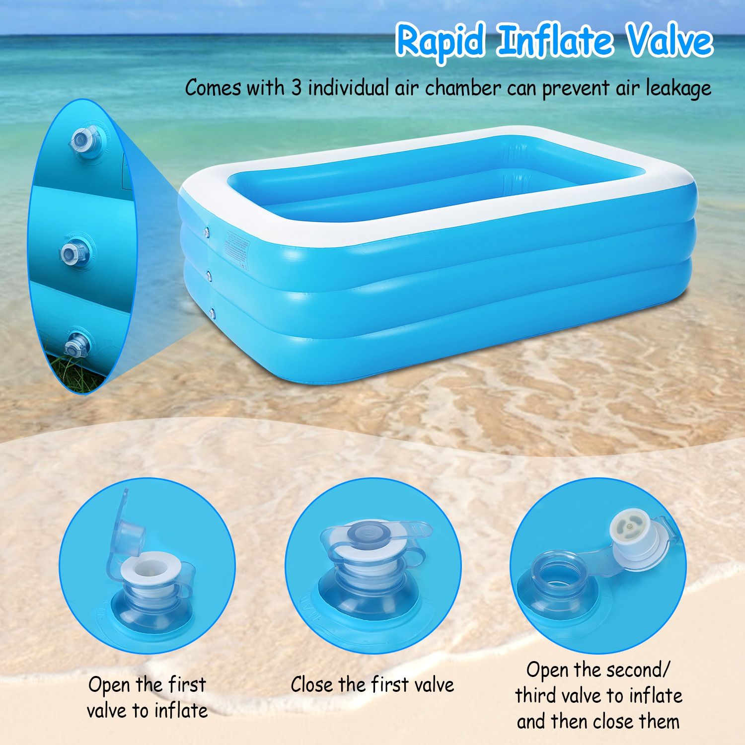Inflatable Swimming Pools Family Swim Play Center Pool Blow up Kiddie Pool Doba
