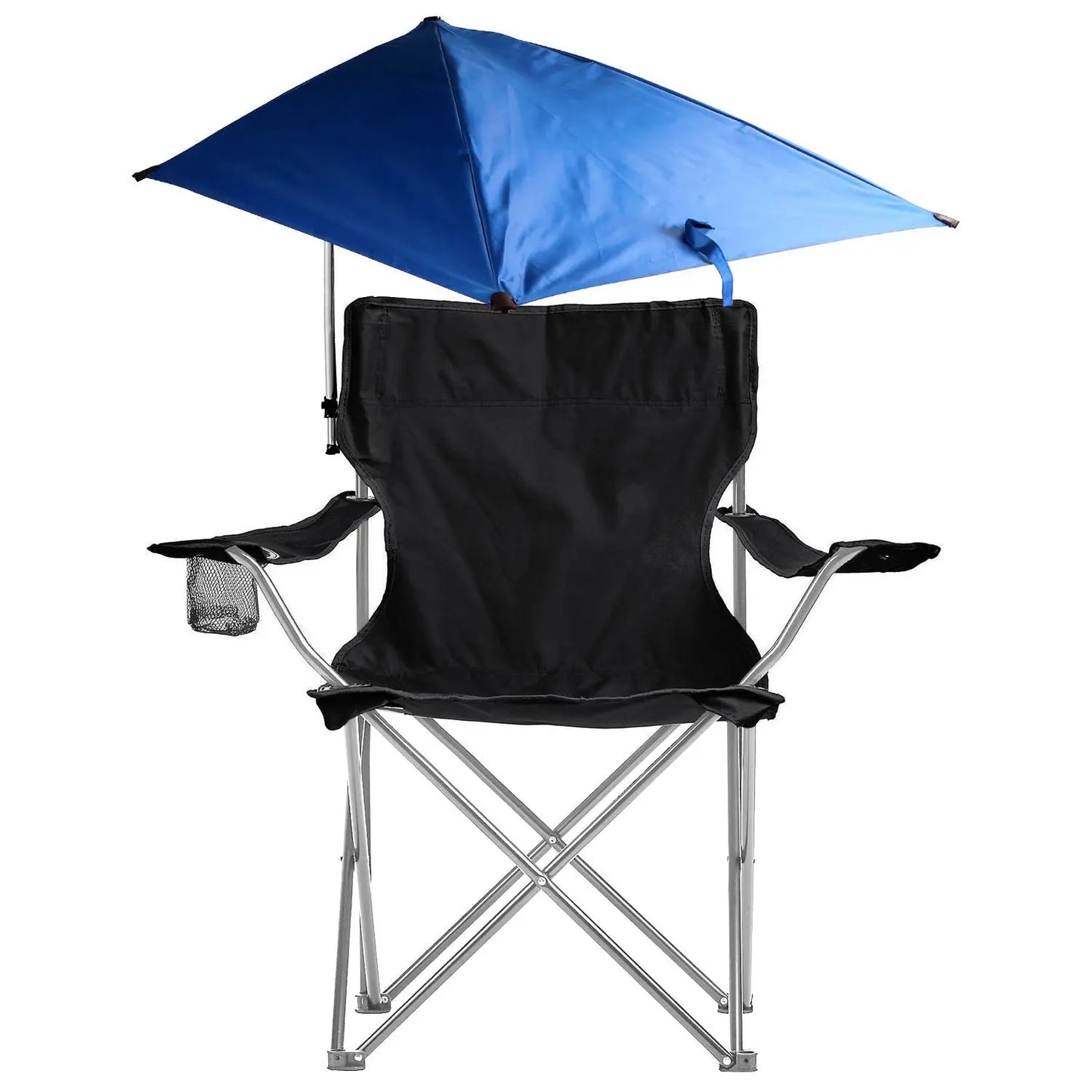 Foldable Beach Chair with Detachable Umbrella Armrest Adjustable Canopy Stool with Cup Holder Carry Bag for Camping Poolside Travel Picnic Lawn Chair Doba