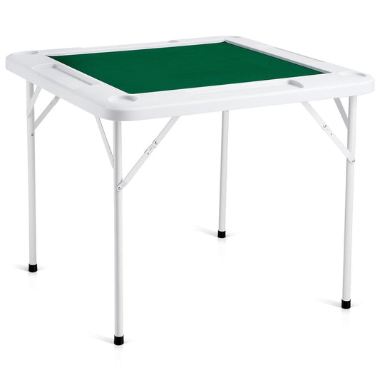 VEVOR Mahjong Table 4 Player Folding Card Table & Table Mat Cup Holder Chip Tray Doba