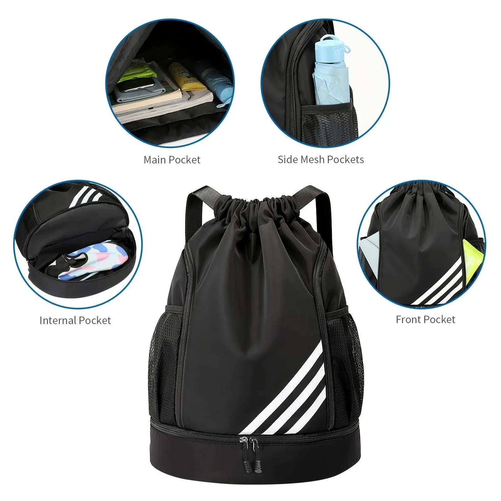 1pc Lightweight Outdoor Drawstring Backpack With Side Pocket For Gym Fitness Yoga Dancing And Travel Doba