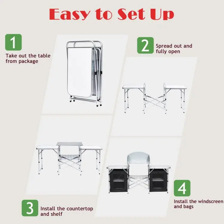 Folding Camping Table with Storage Organizer Doba